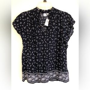 Ladies GAP XS Floral Daisy Blouse Short Sleeve NWT